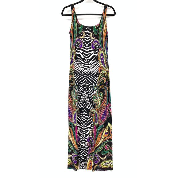 SOLD Glamour Tank Maxi Dress Womens Size 6 Multicolor Patterned Paisley - Picture 3 of 7